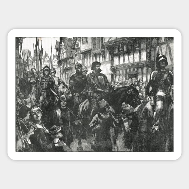 William Wallace Bound on way to Westminster Hall 1305 Sticker by artfromthepast